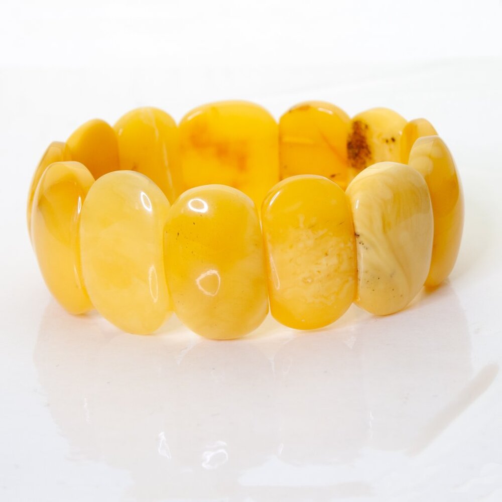 Real BALTIC AMBER Bracelet, Royal White Amber Bracelet, Egg Yolk Amber 25.3 gram